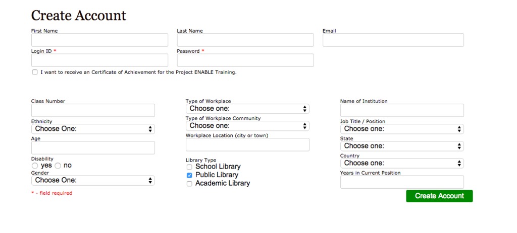 The training modules of the Project ENABLE- online development for teachers, librarians education program
